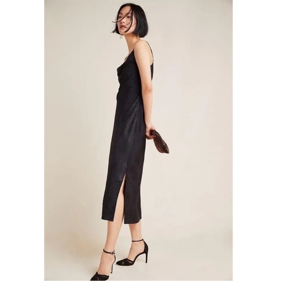 Anthropologie Amelie Jacquard Slip Dress in Black - Picture 4 of 9